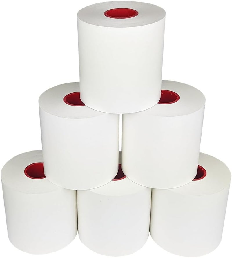 Sticky Thermal Receipt Paper - Compatible with Epson TM-L90, Epson TM-L90ii, Star TSP654IIsk and other liner free label printers. Works with TOAST POS Systems. 3 1/8" x 170' - 6 rolls per case